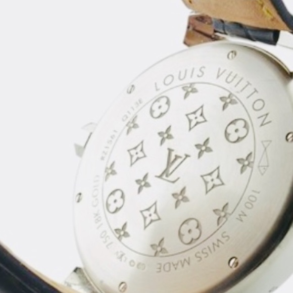 LOUIS VUITTON  18K White Gold TAMBOUR GMT // Q113E Watch - Picture 4 of 12